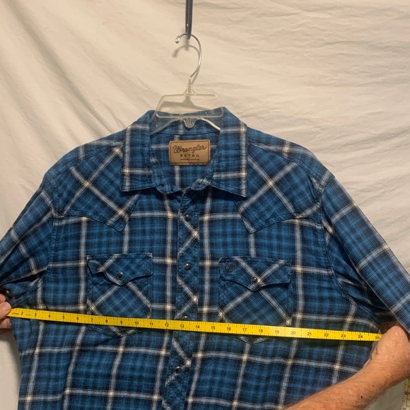 VGUC Wrangler Men's Blue Plaid Light Flannel Shirt XL - Picture 13 of 16
